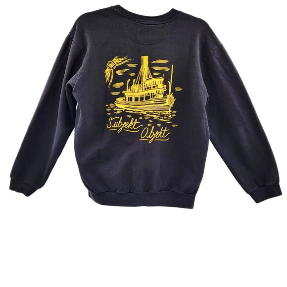 ANVIL Subjeekt Objeekt Black & Yellow Graphic Crewneck Sweatshirt Men's Size M - Picture 1 of 5